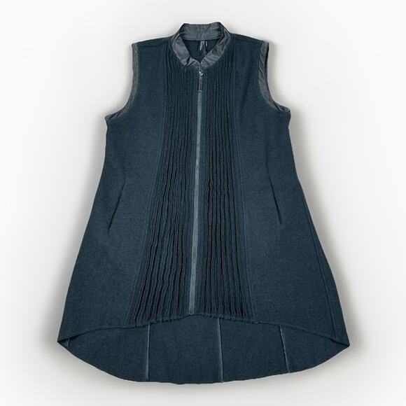 Stella Carakasi Vest Cardigan 100% Boiled Wool Women's Size L Green Langenlook - Picture 1 of 8